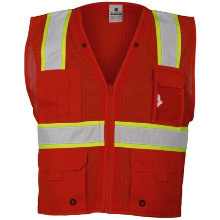KISHIGO S-M Red Enhanced Visibility Multi Pocket Vest B103-S-M